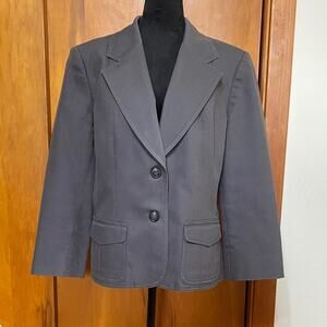 Kasper Charcoal Women's Tailored 2 Button Blazer Jacket Lined Pockets Fall Layer